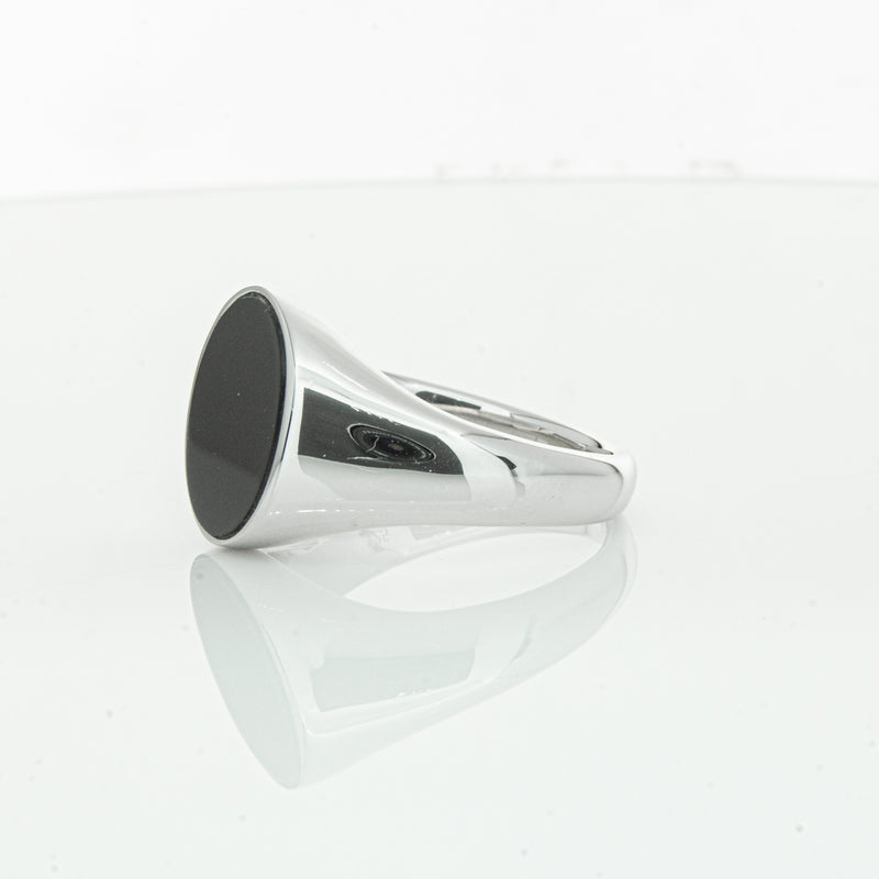 Sterling Silver Oval Onyx Signet Ring-Ring-Walker & Hall