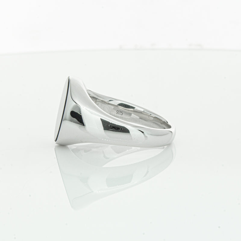 Sterling Silver Oval Onyx Signet Ring-Ring-Walker & Hall