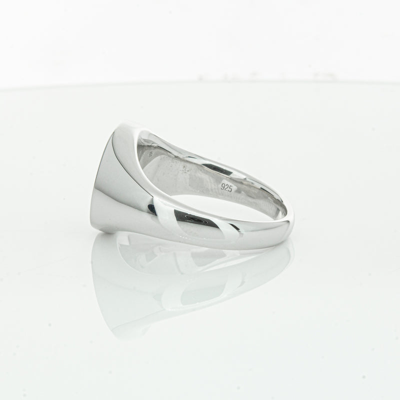 Sterling Silver Oval Onyx Signet Ring-Ring-Walker & Hall