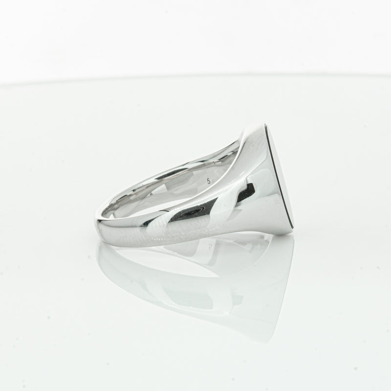 Sterling Silver Oval Onyx Signet Ring-Ring-Walker & Hall