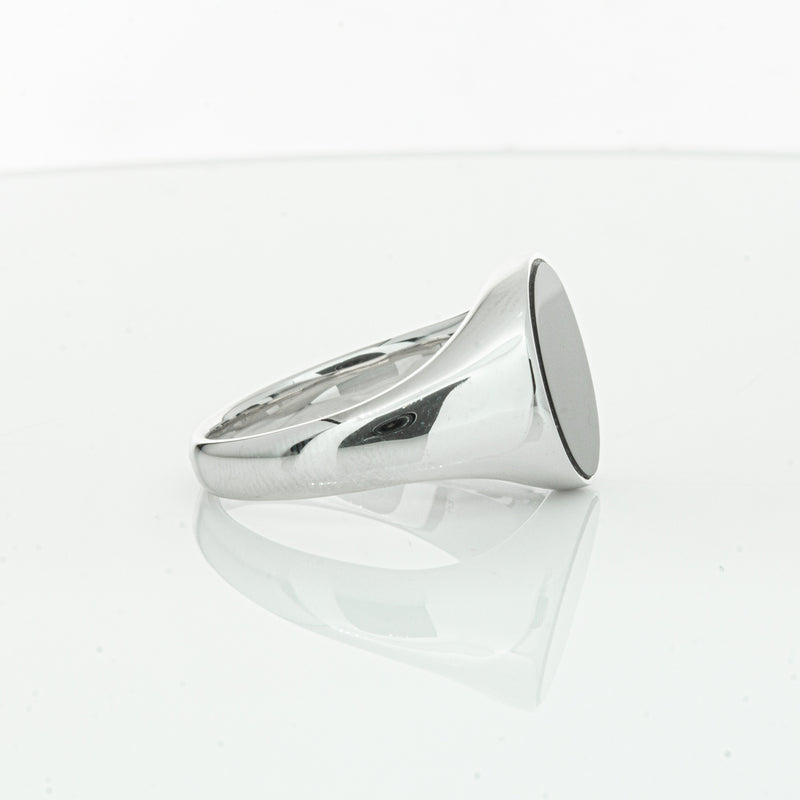 Sterling Silver Oval Onyx Signet Ring-Ring-Walker & Hall