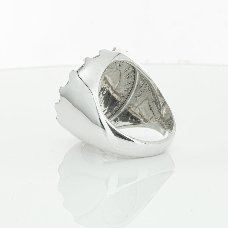 Sterling Silver Warrior Ring With NZ Shilling-Ring-Walker & Hall