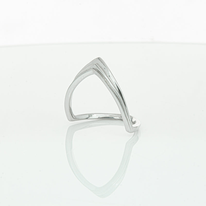 Sterling Silver V shaped Ring-Ring-Walker & Hall