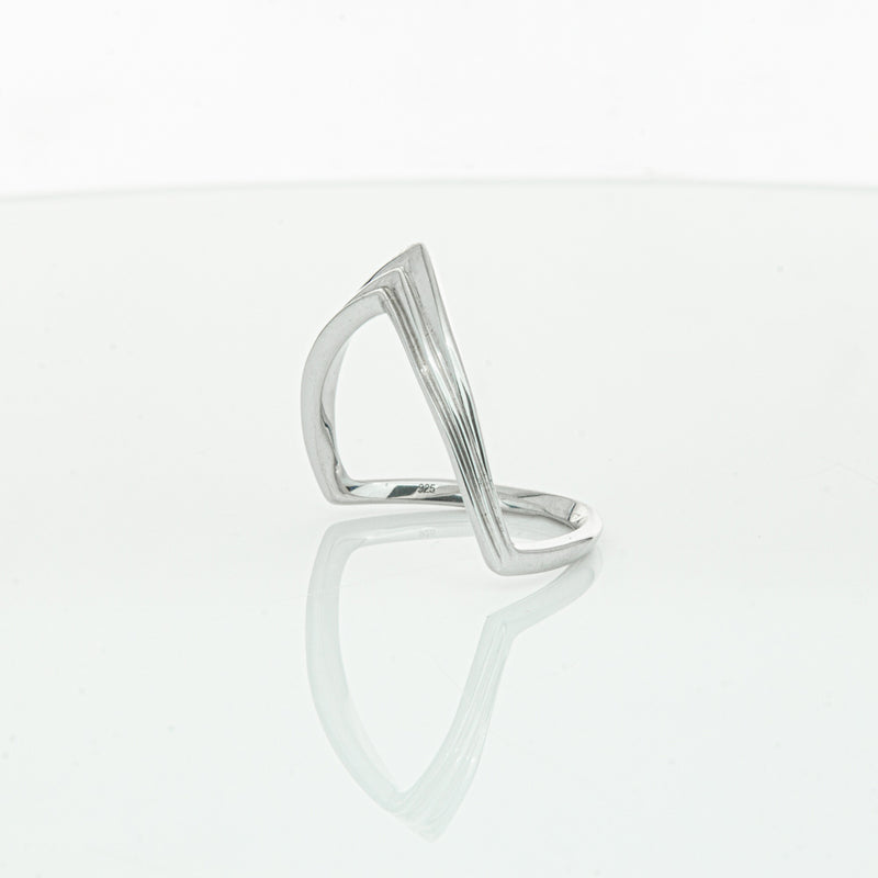Sterling Silver V shaped Ring-Ring-Walker & Hall