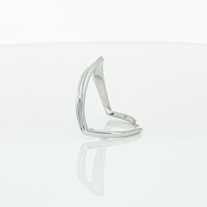 Sterling Silver V shaped Ring-Ring-Walker & Hall