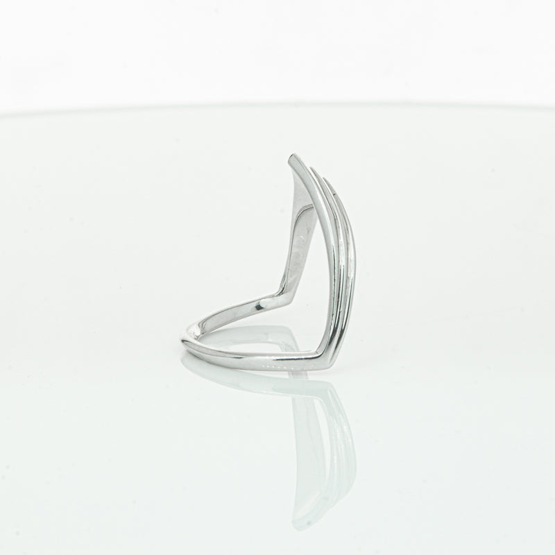 Sterling Silver V shaped Ring-Ring-Walker & Hall