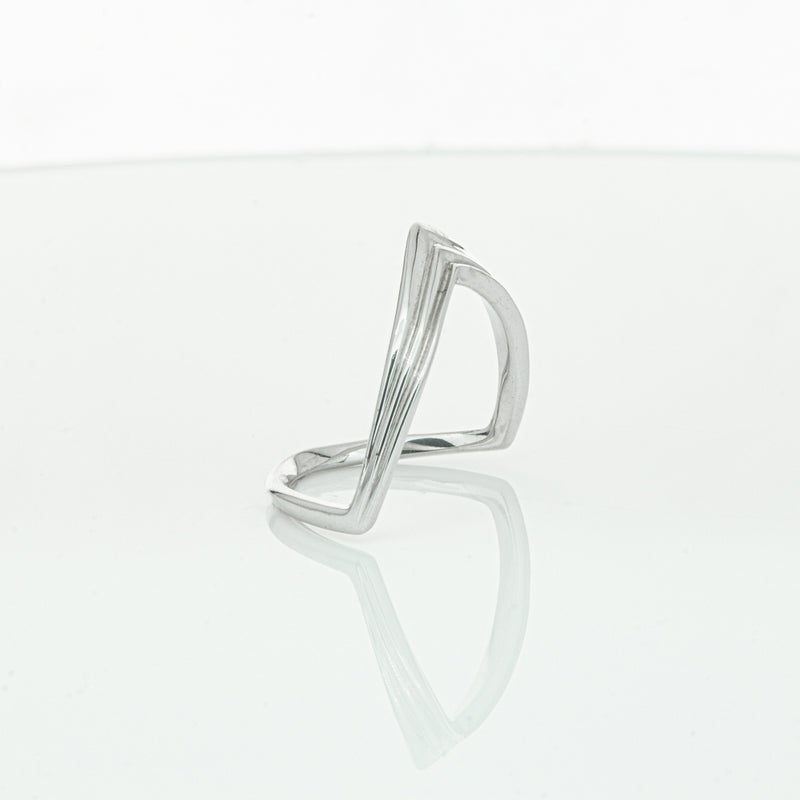 Sterling Silver V shaped Ring-Ring-Walker & Hall