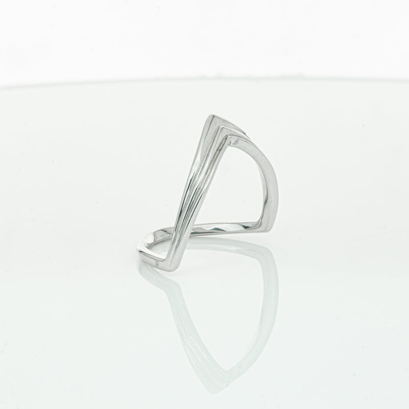 Sterling Silver V shaped Ring-Ring-Walker & Hall