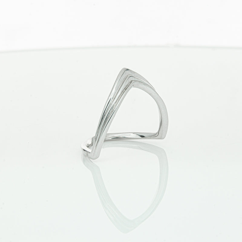 Sterling Silver V shaped Ring-Ring-Walker & Hall