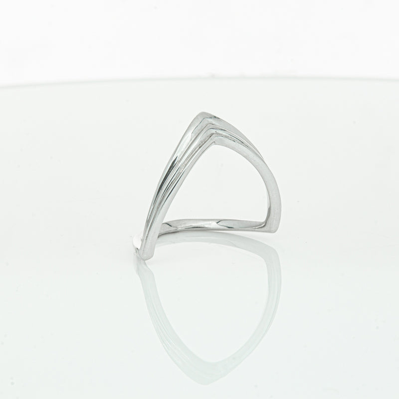 Sterling Silver V shaped Ring-Ring-Walker & Hall