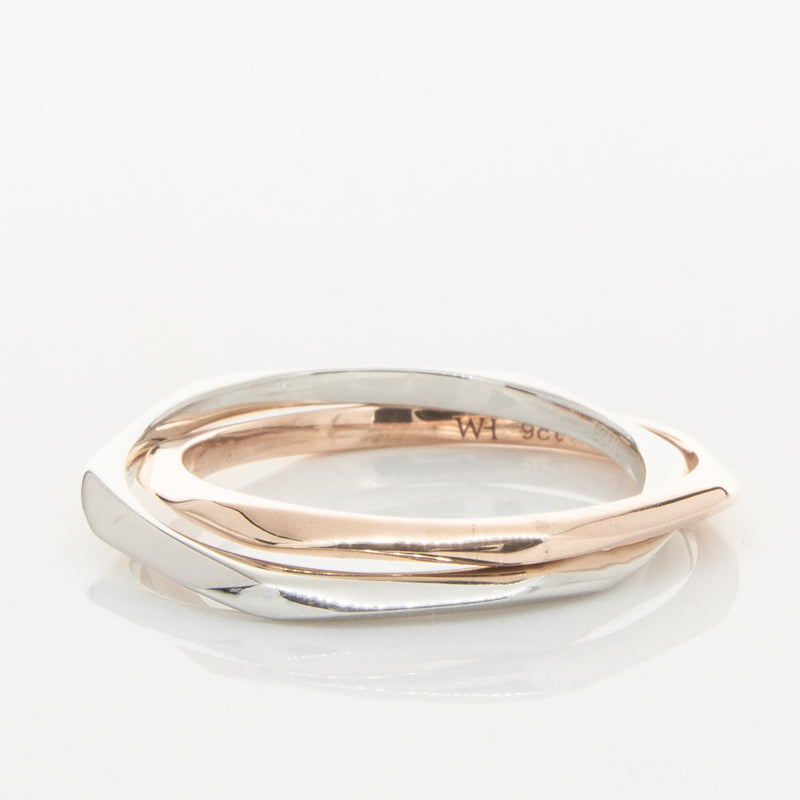 9ct Rose Gold & Sterling Silver Entwined Ring-Ring-Walker & Hall