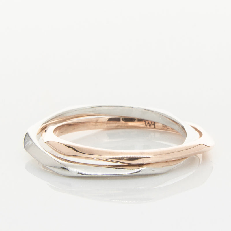 9ct Rose Gold & Sterling Silver Entwined Ring-Ring-Walker & Hall