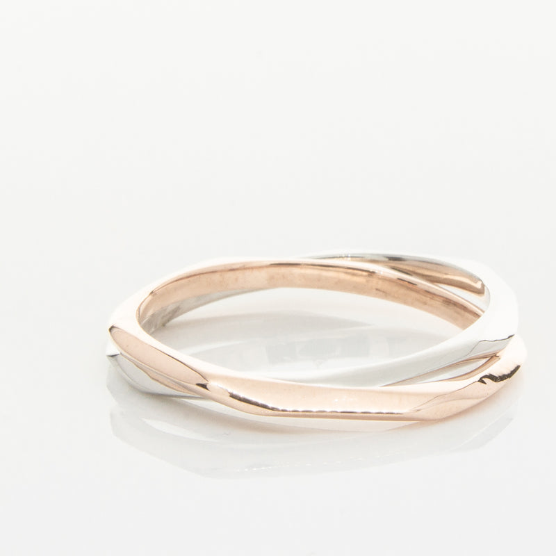 9ct Rose Gold & Sterling Silver Entwined Ring-Ring-Walker & Hall