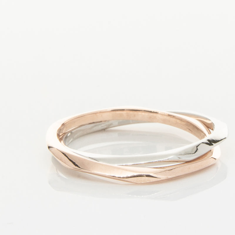 9ct Rose Gold & Sterling Silver Entwined Ring-Ring-Walker & Hall