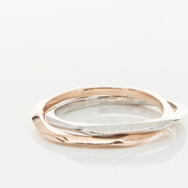 9ct Rose Gold & Sterling Silver Entwined Ring-Ring-Walker & Hall