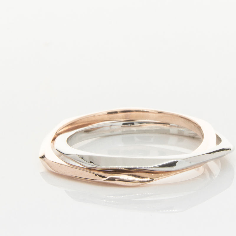 9ct Rose Gold & Sterling Silver Entwined Ring-Ring-Walker & Hall