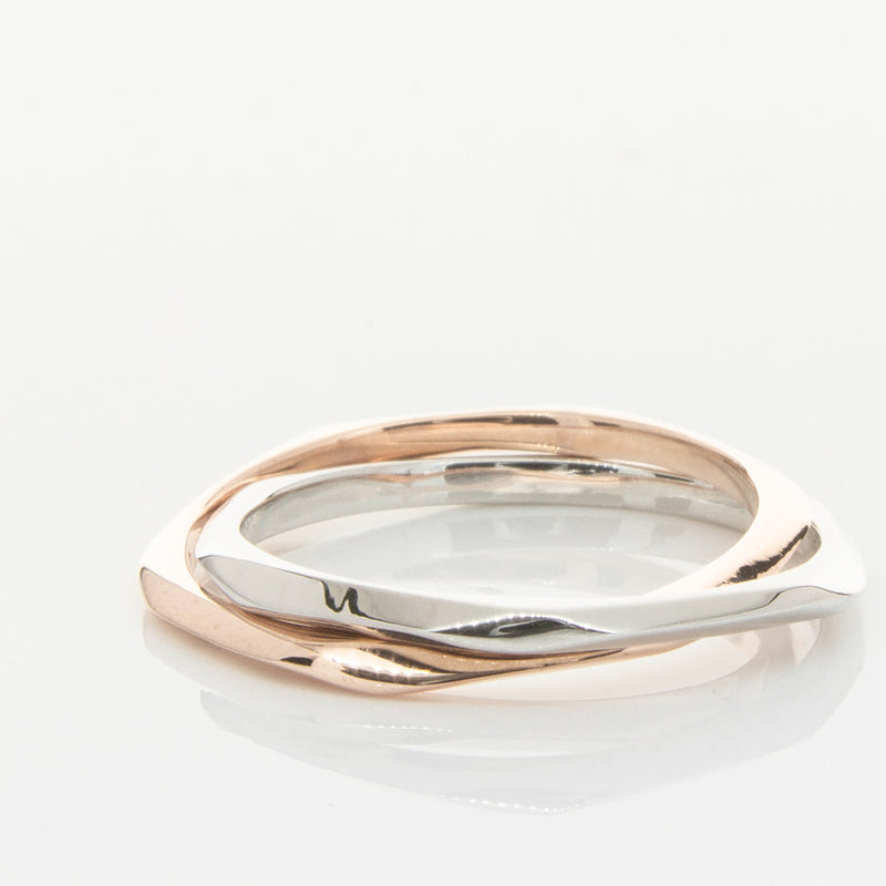 9ct Rose Gold & Sterling Silver Entwined Ring-Ring-Walker & Hall