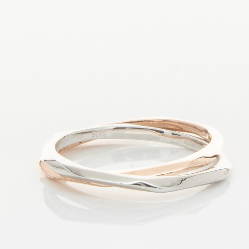 9ct Rose Gold & Sterling Silver Entwined Ring-Ring-Walker & Hall