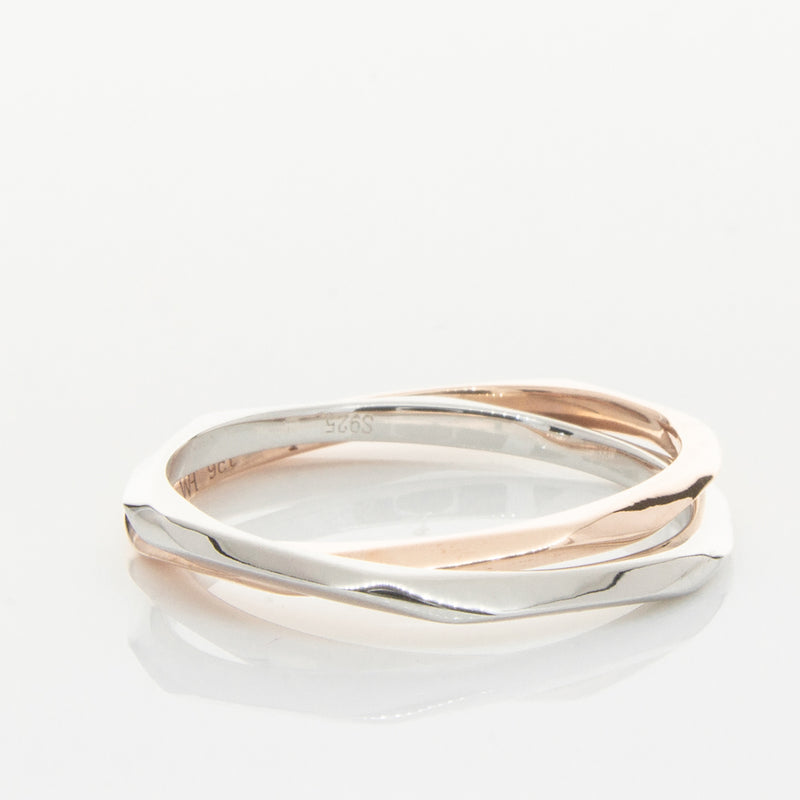 9ct Rose Gold & Sterling Silver Entwined Ring-Ring-Walker & Hall