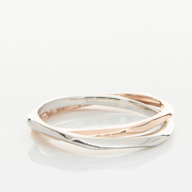 9ct Rose Gold & Sterling Silver Entwined Ring-Ring-Walker & Hall