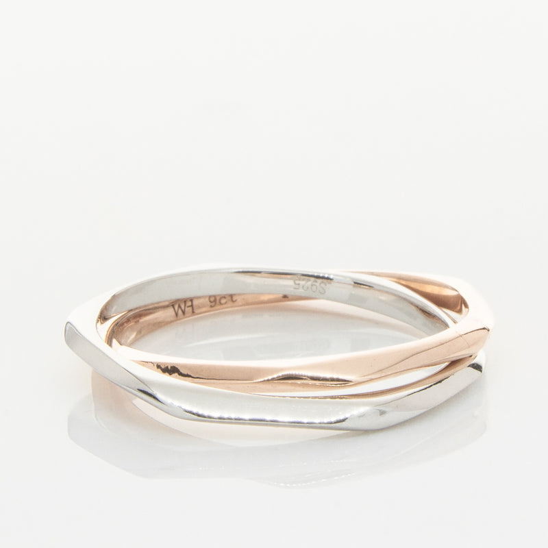 9ct Rose Gold & Sterling Silver Entwined Ring-Ring-Walker & Hall