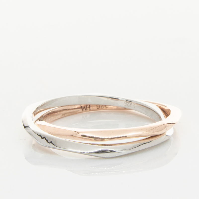 9ct Rose Gold & Sterling Silver Entwined Ring-Ring-Walker & Hall