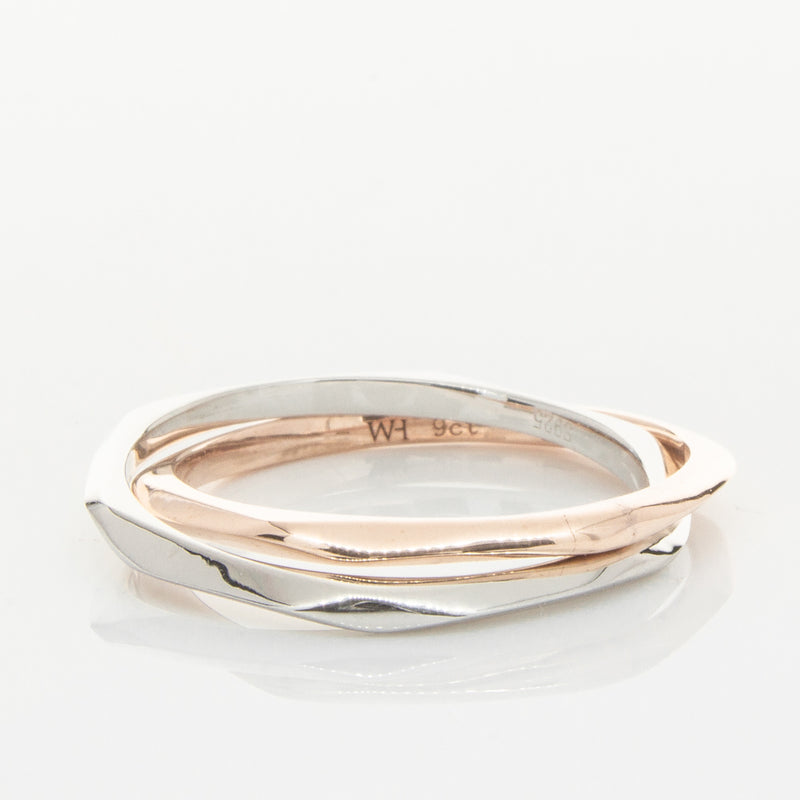 9ct Rose Gold & Sterling Silver Entwined Ring-Ring-Walker & Hall