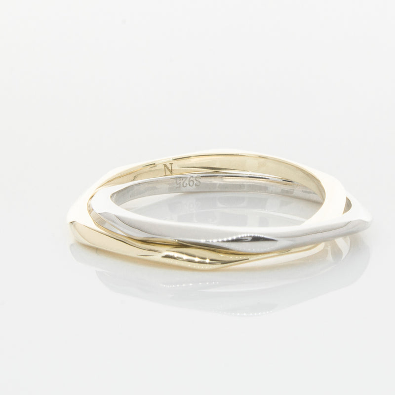 9ct Yellow Gold & Sterling Silver Entwined Ring-Ring-Walker & Hall