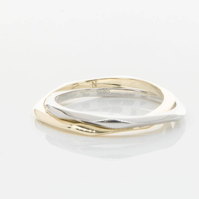 9ct Yellow Gold & Sterling Silver Entwined Ring-Ring-Walker & Hall