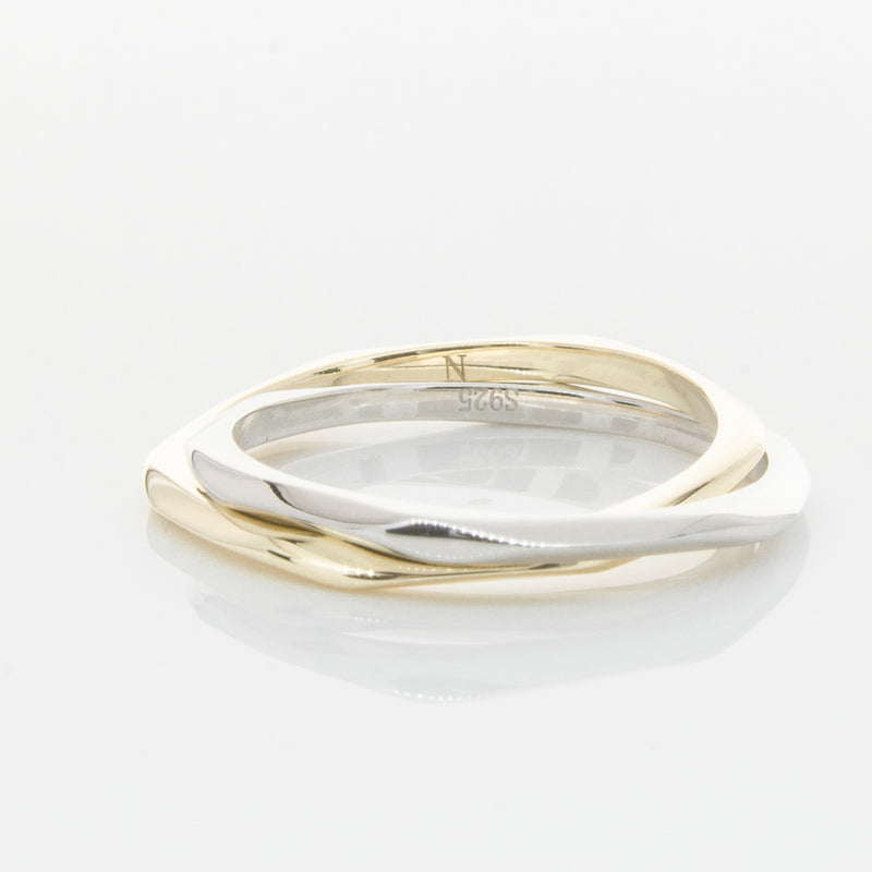 9ct Yellow Gold & Sterling Silver Entwined Ring-Ring-Walker & Hall