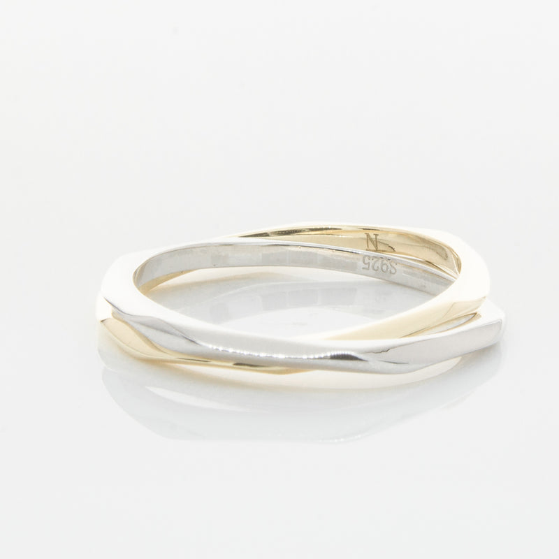 9ct Yellow Gold & Sterling Silver Entwined Ring-Ring-Walker & Hall