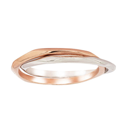 9ct Rose Gold & Sterling Silver Entwined Ring-Ring-Walker & Hall