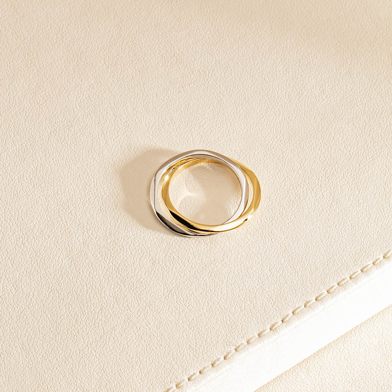 9ct Yellow Gold & Sterling Silver Entwined Ring-Ring-Walker & Hall