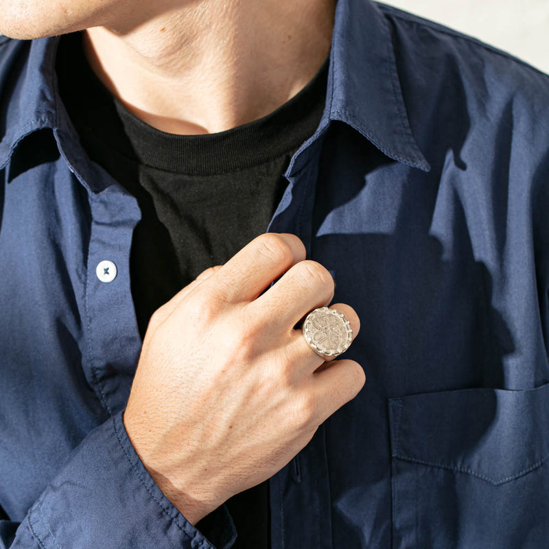 Sterling Silver Ring with Koruru Coin-Ring-Walker & Hall