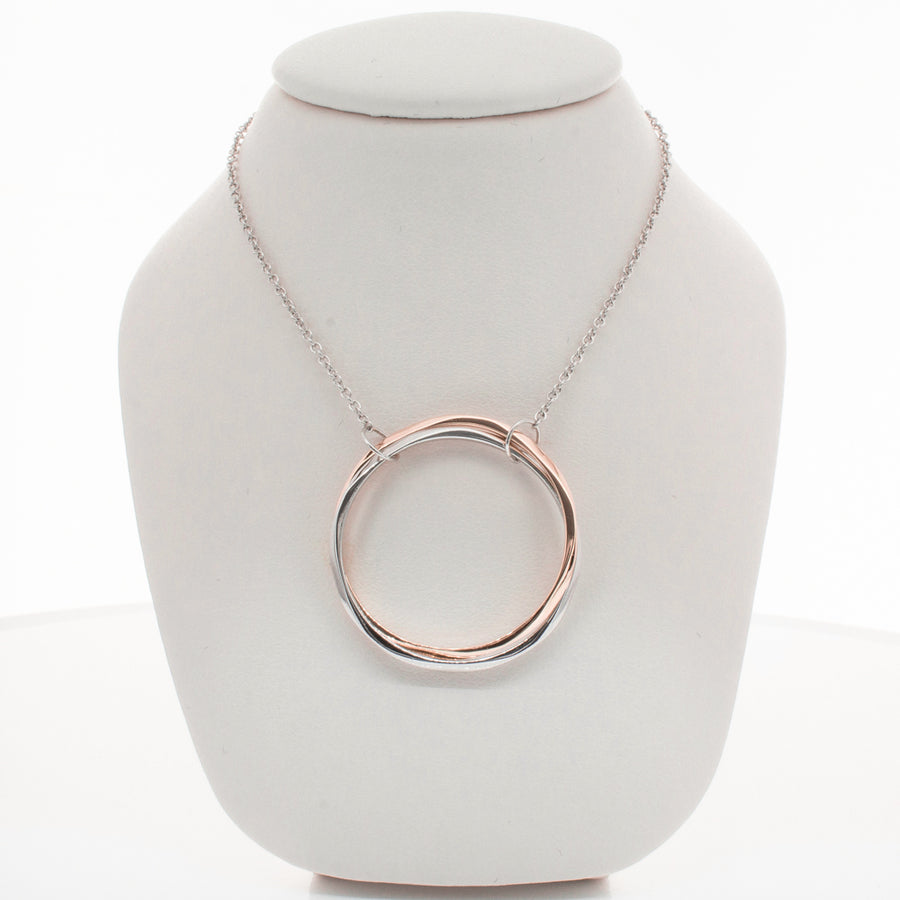 9ct Rose Gold & Sterling Silver Entwined Pendant-Necklace-Walker & Hall