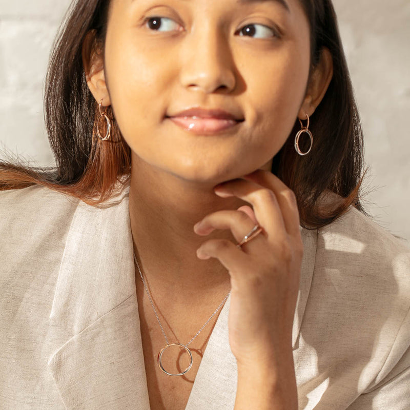 9ct Rose Gold & Sterling Silver Entwined Pendant-Necklace-Walker & Hall