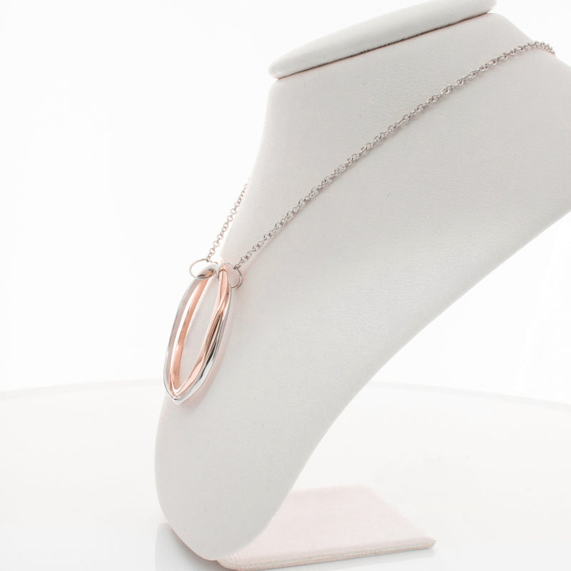 9ct Rose Gold & Sterling Silver Entwined Pendant-Necklace-Walker & Hall