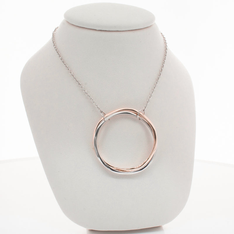 9ct Rose Gold & Sterling Silver Entwined Pendant-Necklace-Walker & Hall