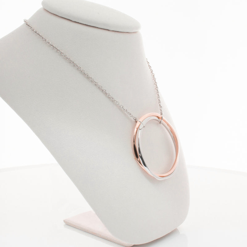 9ct Rose Gold & Sterling Silver Entwined Pendant-Necklace-Walker & Hall