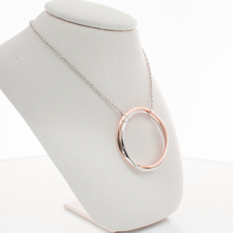 9ct Rose Gold & Sterling Silver Entwined Pendant-Necklace-Walker & Hall