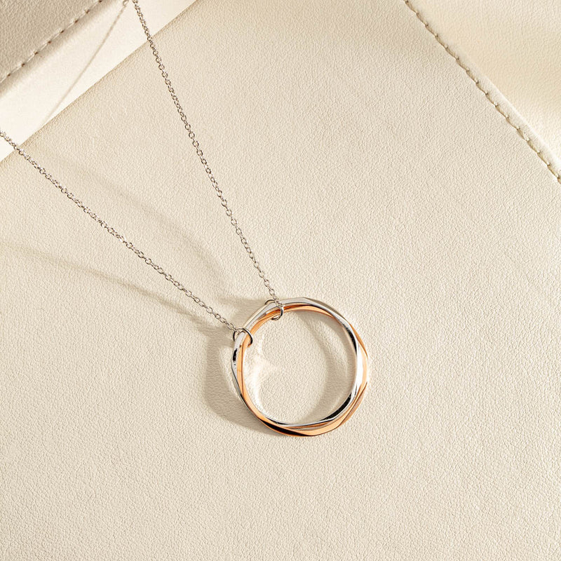 9ct Rose Gold & Sterling Silver Entwined Pendant-Necklace-Walker & Hall