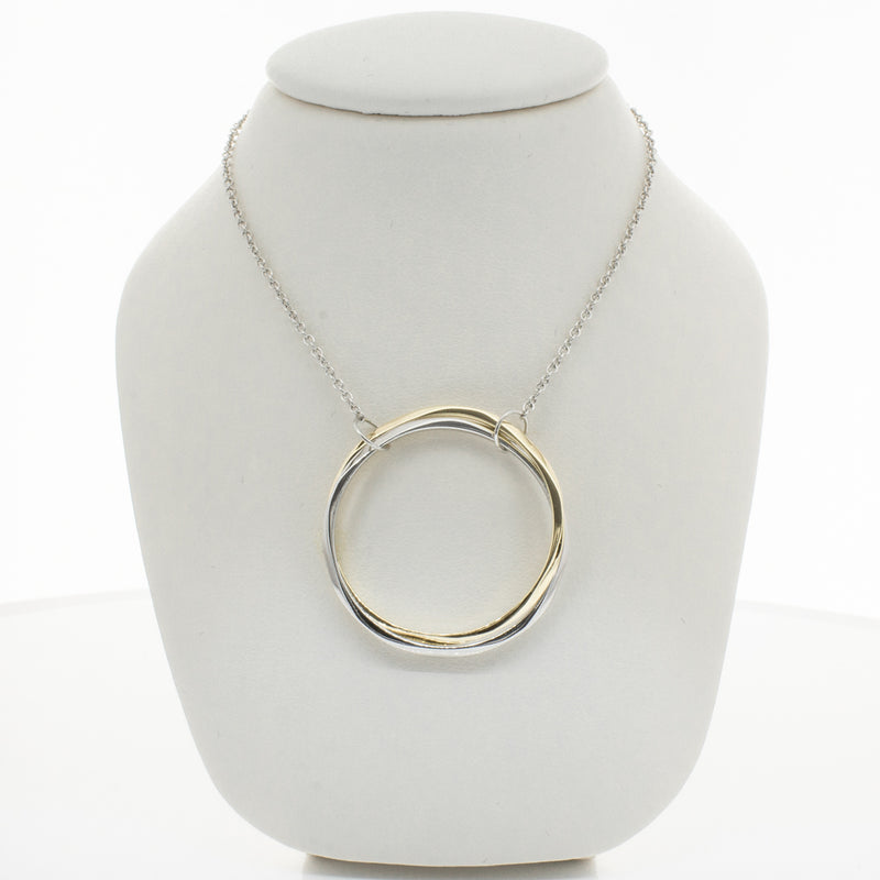 9ct Yellow Gold & Sterling Silver Entwined Pendant-Necklace-Walker & Hall