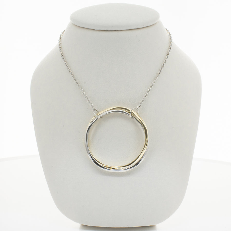 9ct Yellow Gold & Sterling Silver Entwined Pendant-Necklace-Walker & Hall