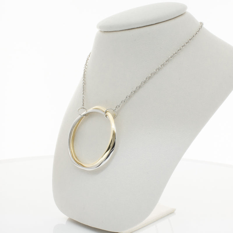 9ct Yellow Gold & Sterling Silver Entwined Pendant-Necklace-Walker & Hall
