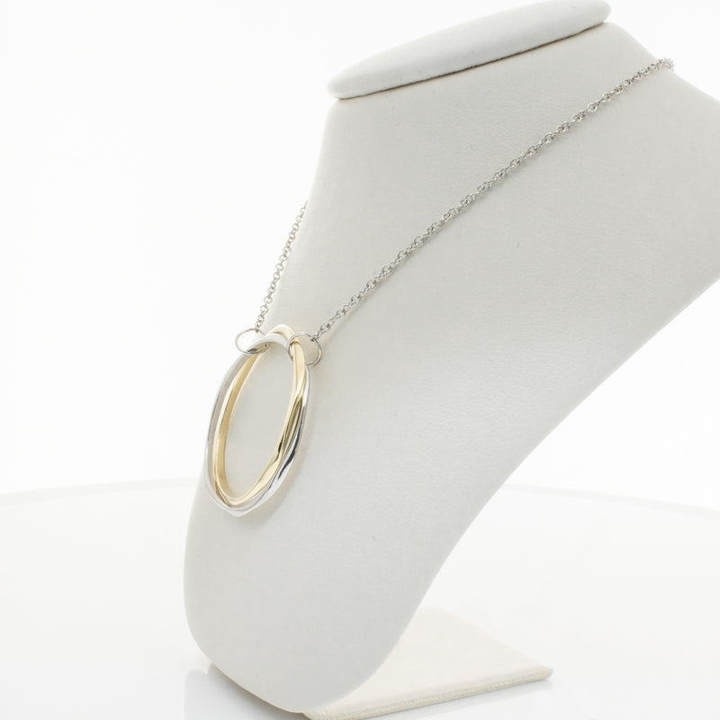 9ct Yellow Gold & Sterling Silver Entwined Pendant-Necklace-Walker & Hall