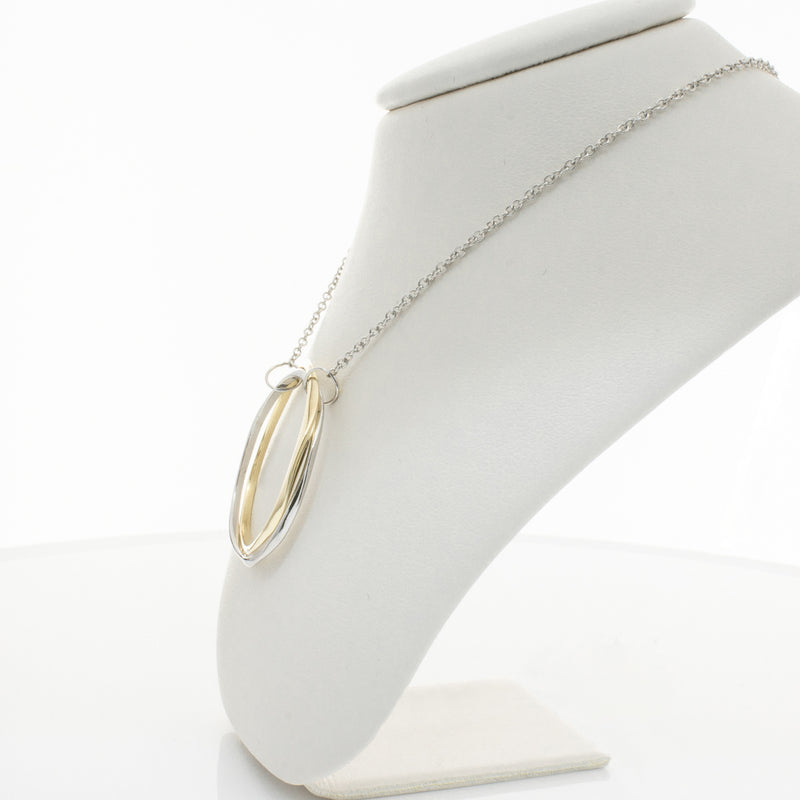 9ct Yellow Gold & Sterling Silver Entwined Pendant-Necklace-Walker & Hall