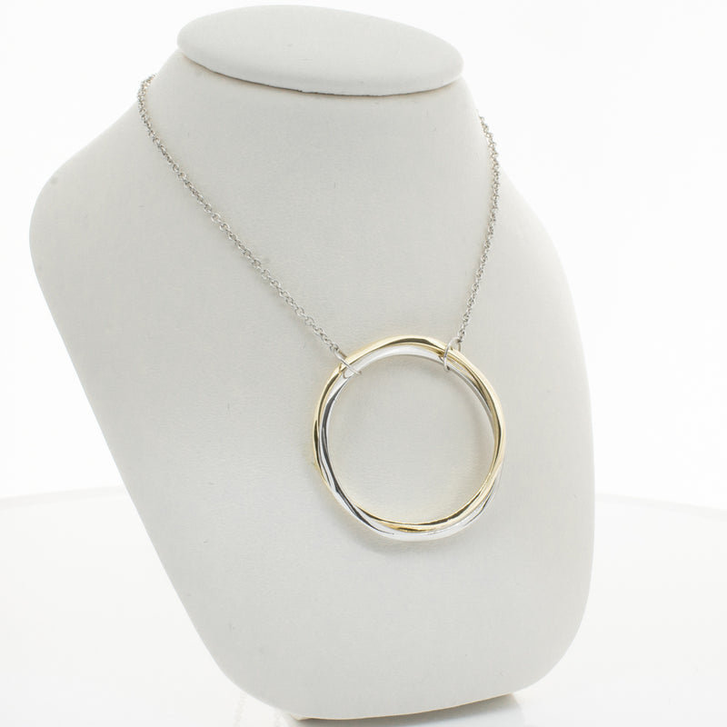 9ct Yellow Gold & Sterling Silver Entwined Pendant-Necklace-Walker & Hall