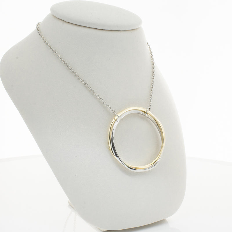 9ct Yellow Gold & Sterling Silver Entwined Pendant-Necklace-Walker & Hall