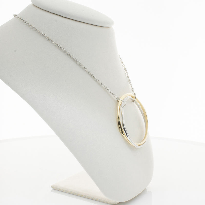 9ct Yellow Gold & Sterling Silver Entwined Pendant-Necklace-Walker & Hall