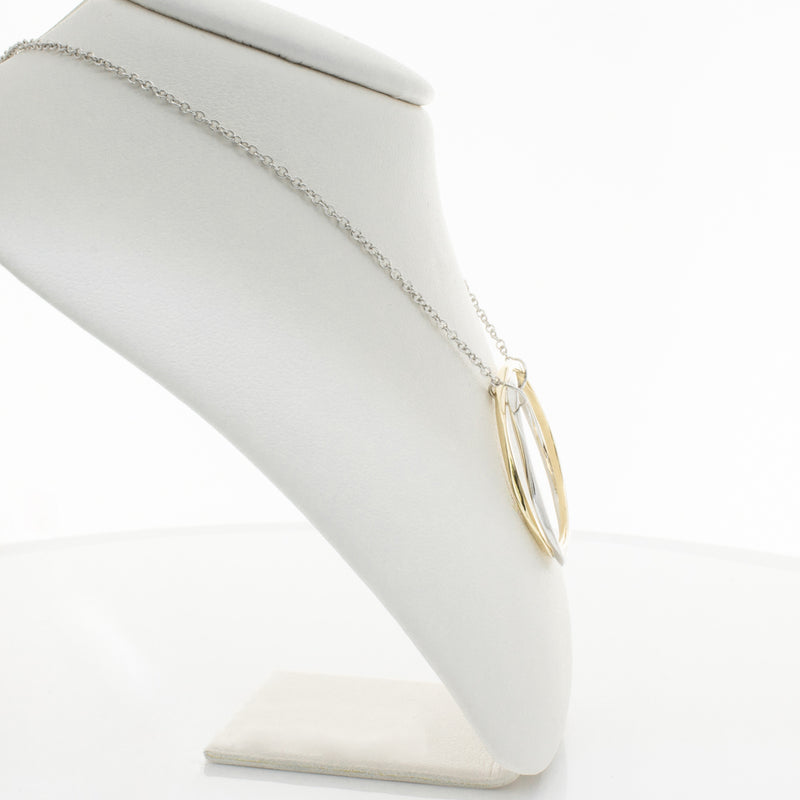 9ct Yellow Gold & Sterling Silver Entwined Pendant-Necklace-Walker & Hall